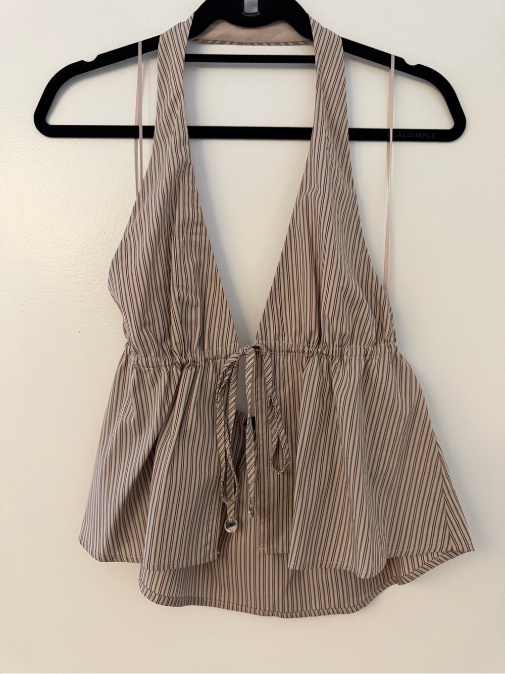 Zara Striped Deep V Halter Top